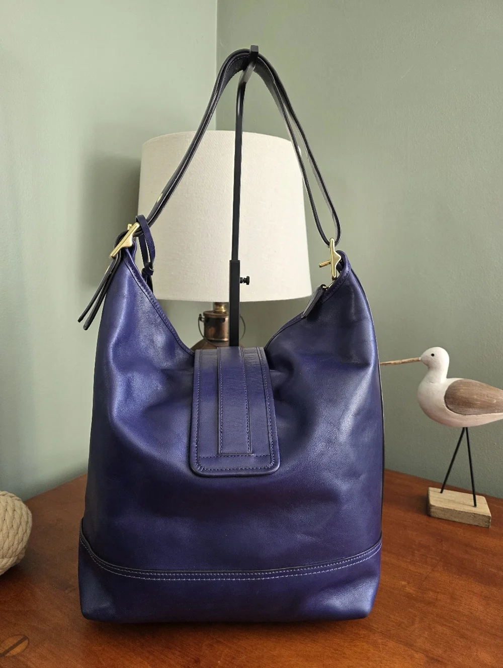 Coach 23420 Legacy Clip Duffle Purple Leather Shoulder Bucket Bag - Picture 3 of 16